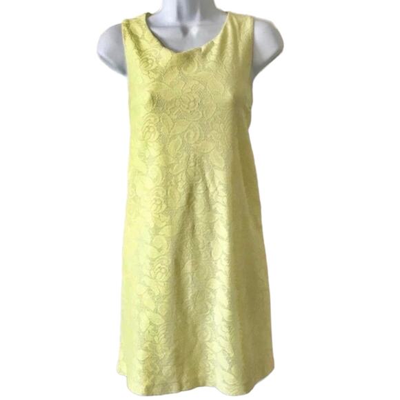 H&M Yellow Floral Lace Overlay mini shift dress S - Picture 1 of 4